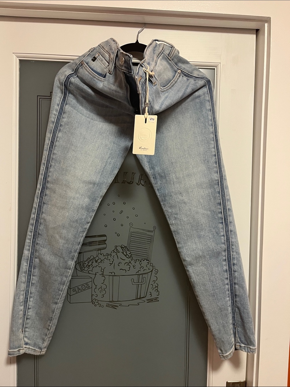 KanCan Light Acid Wash Skinny Jeans - Pale Blue